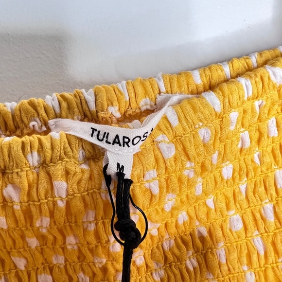 NWT Tularosa The Social Yellow Polka Dot Bell Sleeve Mini Dress M - Picture 4 of 7